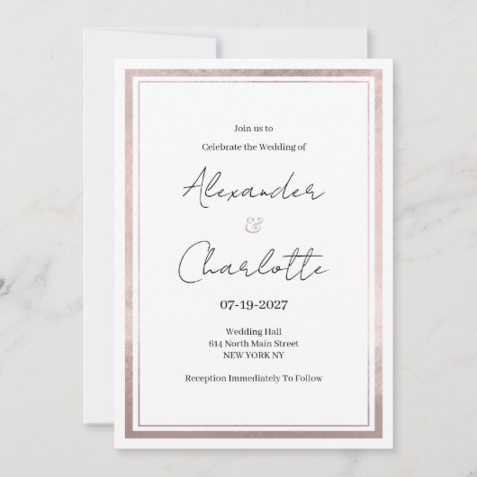 Blush roze rose goud zilver glitter Bruiloft Kaart (Voorkant)