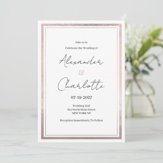 Blush roze rose goud zilver glitter Bruiloft Kaart (Staand voorkant)