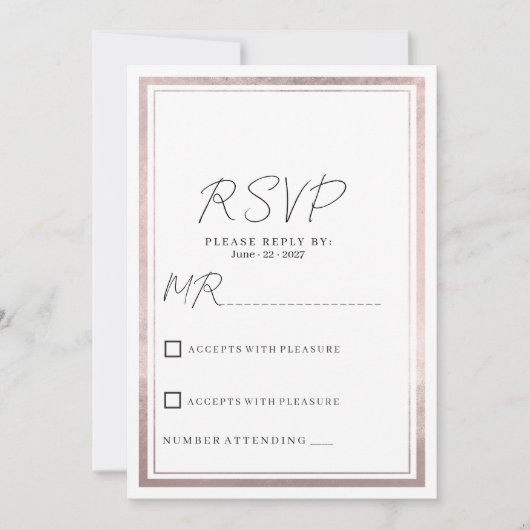 Blush roze rosé goud zilver glitter bruiloft RSVP Kaart (Voorkant)