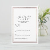 Blush roze rosé goud zilver glitter bruiloft RSVP Kaart (Staand voorkant)