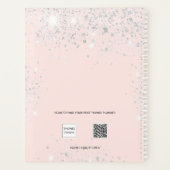 Blush roze rose goud zilver glitter monogram planner (Achterkant)