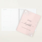 Blush roze rose goud zilver glitter monogram planner (Display)