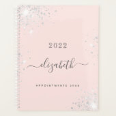 Blush roze rose goud zilver glitter monogram planner (Voorkant)