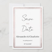 Blush roze rose goud zilver glitter Save the Date Kaart (Voorkant)
