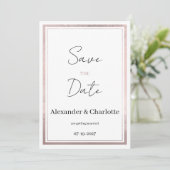 Blush roze rose goud zilver glitter Save the Date Kaart (Staand voorkant)