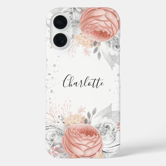 Blush roze rose goud zilver wit naam Case-Mate iPhone case (Achterkant)