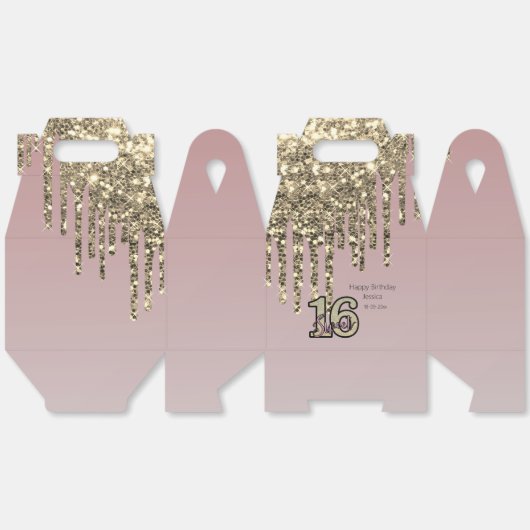 Blush Roze Rose Goud Zoet Zestien Bedankdoosjes (Ongevouwen)