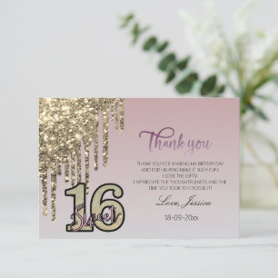 Blush Roze Rose Goud Zoet Zestien Bedankkaart