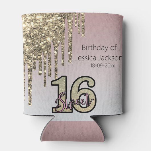 Blush Roze Rose Goud Zoet Zestien Blikjeskoeler (Achterkant)