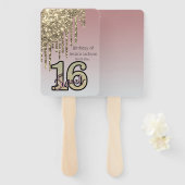 Blush Roze Rose Goud Zoet Zestien Handwaaier (Voorkant en achterkant)