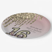 Blush Roze Rose Goud Zoet Zestien Papieren Bordje (Gekanteld)