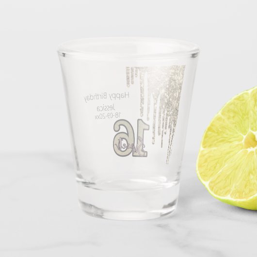 Blush Roze Rose Goud Zoet Zestien Shot Glas (Achterkant)