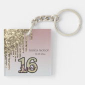 Blush Roze Rose Goud Zoet Zestien Sleutelhanger (Achterkant)