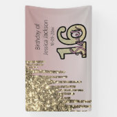 Blush Roze Rose Goud Zoet Zestien Spandoek (Verticaal)