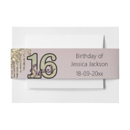 Blush Roze Rose Goud Zoet Zestien Uitnodigingen Wikkel