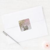 Blush Roze Rose Goud Zoet Zestien Vierkante Sticker (Envelop)