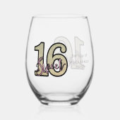 Blush Roze Rose Goud Zoet Zestien Wijnglas Zonder Voet (Voorkant)