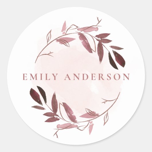 BLUSH ROZE ROSE GOUDEN BLADKRANS PROFESSIONAL RONDE STICKER (Voorkant)