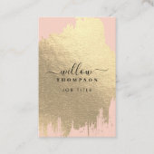 Blush Roze Rose Gouden Folie Brush Stroke QR Code Visitekaartje (Voorkant)
