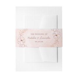 Blush Roze Rose Gouden Folie Rustieke Bruiloft Mon Uitnodigingen Wikkel