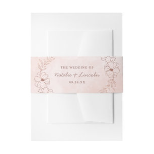 Blush Roze Rose Gouden Folie Rustieke Bruiloft Mon Uitnodigingen Wikkel