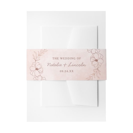 Blush Roze Rose Gouden Folie Rustieke Bruiloft Mon Uitnodigingen Wikkel (Voorkant Voorbeeld)