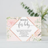 Blush roze rose gouden meisje baby shower boek aan informatiekaartje (Staand voorkant)