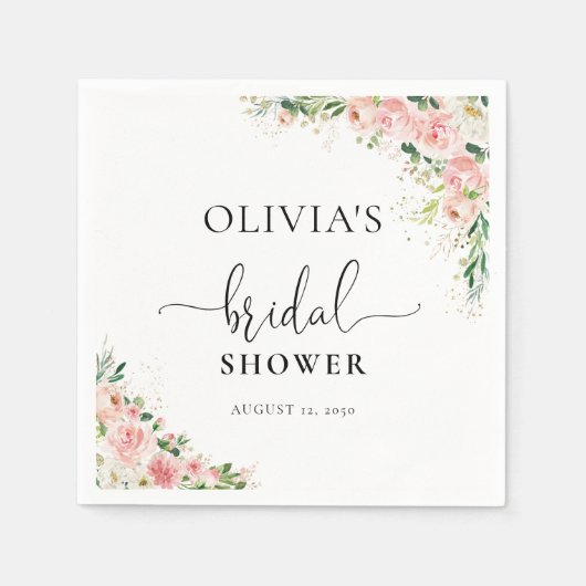 Blush Roze Rose Gouden Servetten (Voorkant)