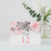  Blush Roze Rose Tafel Kaarten (Staand voorkant)