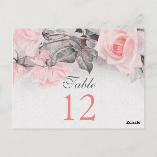  Blush Roze Rose Tafel Kaarten (Achterkant)