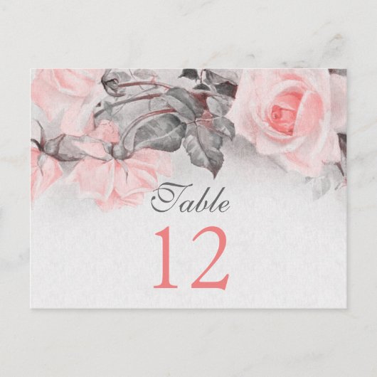  Blush Roze Rose Tafel Kaarten (Voorkant)