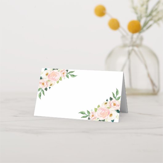 Blush Roze Rose Waterverf Botanische Bloemen Plaatskaartje (Voorkant)