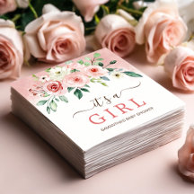 Blush Roze Rose Waterverf Meisje Baby shower