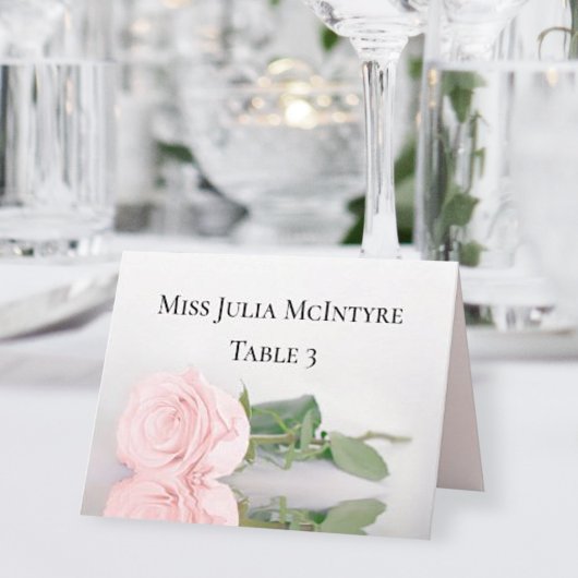 Blush roze Rose Wedding DIY Fold Place Card Kaart