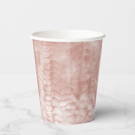 Blush Roze Rose Witte Shell Papieren Bekers (Achterkant)