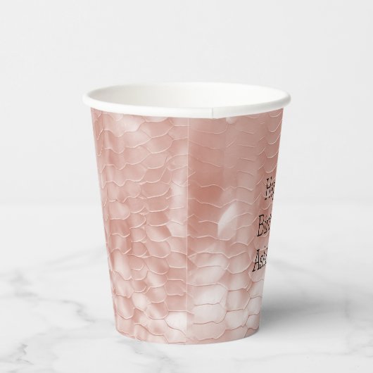 Blush Roze Rose Witte Shell Papieren Bekers (Rechts)