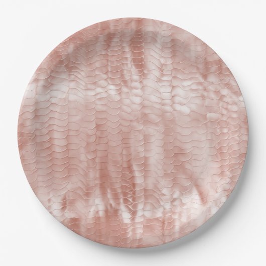 Blush Roze Rose Witte Shell Papieren Bordje (Voorkant)