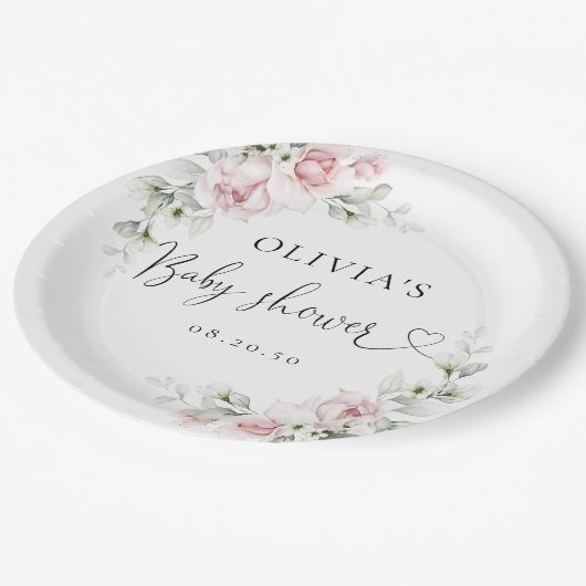 Blush Roze Roses Baby shower Papier Bord (Gekanteld)