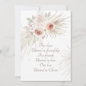 Blush roze Roses Boho Floral Christelijk bruiloft Kaart (Achterkant)