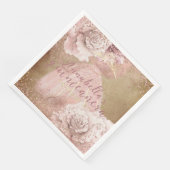 Blush roze roses Gold Quinceañera op perkament Servet (Hoek)