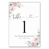 Blush Roze Roses Trouwtafel Nummer Kaart (Achterkant)