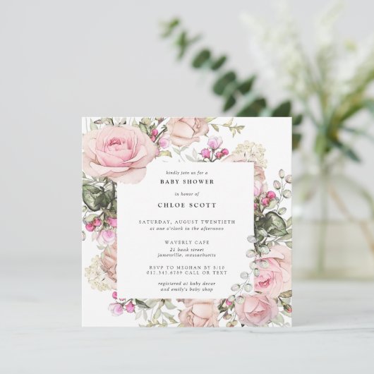 Blush Roze roze Baby shower voor meubilair Kaart (Staand voorkant)