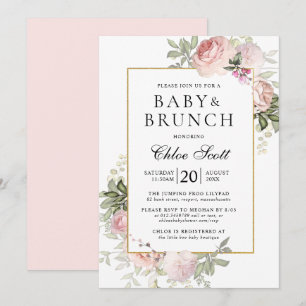 Blush Roze roze Baby shower voor meubilair Kaart