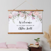 Blush roze roze Baby shower Welkom Hangend Wandkleed (Slaapkamer)