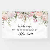 Blush roze roze Baby shower Welkom Spandoek (Horizontaal)
