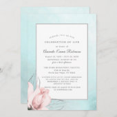 Blush roze roze blauwe Waterverf Bedankkaart (Voorkant / Achterkant)