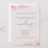 Blush roze roze bleekgrijze legant bruiloft kaart (Voorkant)