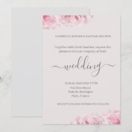 Blush roze roze bleekgrijze legant bruiloft kaart