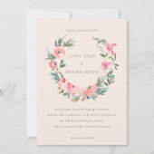 Blush roze roze bloem met één rand kaart (Voorkant)