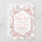 Blush roze roze bloemen Baby shower Uitnodiging (Voorkant)
